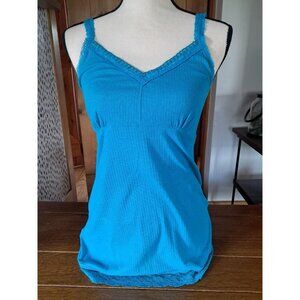 Maurices Y2K Lace Detail Babydoll Blue Ribbed Womens Cami Sz M Fairy Grunge